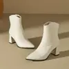 Botas de Cano Curto Apontadas com Zíper Lateral para Mulheres, Nova Moda Outono/Inverno 2026 Botas Finas de Salto Médio-Alto para Mulheres