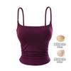 Camisola Plisada Ceñidora de Cintura con Sujetador Incorporado, Top Corto Ajustado con Almohadillas en el Pecho, Estilo Puro Deseo
