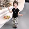 Conjunto de Verano para Niñas 2026 Nuevo Elegante Conjunto de Ropa de Manga Corta de Verano para Bebés Niñas, Conjunto de Dos Piezas Estilo Chino