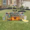 Bienvenida transfronteriza de regreso a clases, apertura de la tarjeta de temporada escolar, letrero decorativo del patio del campus, apertura de la tarjeta de temporada escolar