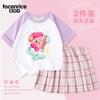 Traje de Niña Kirby Verano Niños Estilo Preppy Falda JK Tallas Mediana y Grande Niños Manga Corta de Moda Falda Plisada para Niña Tendencia