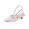 Sapatos de Salto Alto de Malha Rosa Francês Nicho Sandálias de Bico Fino Sapatos Femininos 2025 Novo Sapatos de Bico Fino Primavera