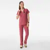 Uniforme de manga curta elástico multicolorido para médicas e enfermeiras, adequado para uso em salas de cirurgia, salões de beleza e clínicas odontológicas