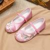 Sapatos Hanfu para meninas Sapatos Bordados Antigos Étnicos Antigos Pequim Sapatos de Pano Feitos à Mão Bebê Guofeng Saia com cara de cavalo