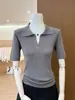 2026 Primavera/Verano Nuevo Casual Cuello Redondo Tejido Manga Corta Camiseta de Manga Corta Mujer Gris Talla Única Sin Mangas Manga Murciélago Directo de Fábrica