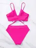 Nuevo bikini 2027 para Amazon transfronterizo europeo y americano, bikini sexy de dos piezas con cordones de color liso para mujer