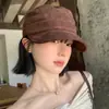 Boina retro de ante plisado de ala ancha estilo japonés, moderna y artística, adecuada para mujeres con cabezas más grandes, hace que la cara parezca más pequeña, sombrero de equitación de copa plana