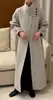 Abrigo Largo Doble Faz de Lana Elegante Srys Ame con Cuello Alto Holgado y Cinturón Grueso de Lana
