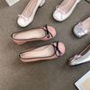 Zapatos Dulces Boca Baja Slip-on Zapatos Mary Jane Otoño 2024 Nuevo Estilo Francés plateado Puntera Redonda Elegante Lazo