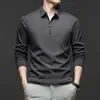 [Contém Seda de Amora + Lã de Ovelha] Camisa Polo Masculina de Manga Longa 2025 Outono Nova Camiseta Casual para o Dia a Dia