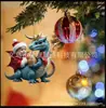 Colgante de la nueva serie navideña de dinosaurios de Amazon transfronteriza, decoraciones navideñas, colgante plano acrílico