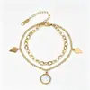 Pulsera popular de titanio y acero estilo ins, moderna, versátil, corazón, mariposa, estrella, geométrica, de acero inoxidable, joyería para la mano