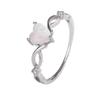 Anillo Europeo y Americano Nuevo S925 Plata Esterlina Blanco Aobao Corazón Hueco Venta Caliente Transfronteriza Anillo de Moda para Mujeres
