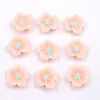 Color de primavera 13 mm flor plana de resina lirio flor de rosa bicolor tridimensional accesorios decorativos DIY