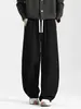 Pantalones Bufanda Casual para Hombre Pantalones Anchos Desestructurados Americanos Pantalones Negros de Otoño Nuevos Pantalones Deportivos Holgados de Patchwork Primavera/Otoño