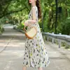 Nuevo Vestido de Algodón Delgado de Corte Holgado Talla Grande para Mamás, Elegante Vestido de Rayón con Estampado Floral y Cintura Ajustable