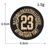 No. 23 Marca Chaozhou Ropa Bordado por Computadora Tela Bordada Pegatinas para Bordar Sin Costuras Estrella de Cinco Puntas Patrón de Logo Redondo Parches para Ropa Pegatinas