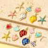 Estilo Europeo y Americano Estrella de Mar Goteo de Aceite Color Degradado Concha DIY Colgante de Cobre Collar Aretes de Concha de Corazón para Mujer Accesorios de Joyería