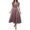 Vestido Corto de Manga Corta de Color Sólido de Cintura Ajustada, Elegante y de Moda para Mujer, Primavera/Verano 2026, Transfronterizo de Amazon