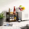 Estante de doble capa de hierro forjado transfronterizo para especias de cocina y artículos de tocador de baño