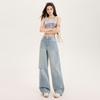 Jeans Naranja Infantil # Nicho Diseño Roto Pierna Ancha para Mujer, Sueltos, Slim y con Caída, Pantalones Rectos Modernos y Versátiles