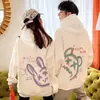 Conjuntos de Ropa Súper Populares de Oso y Conejo con Graffiti, Sudaderas para Estudiantes de Primavera y Otoño, Conjunto de Ropa Exterior de Felpa Nuevo y de Moda 2021 para Invierno