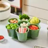 Bandeja de Preparo para Fondue com Sete Compartimentos para Uso Doméstico, Cesta de Legumes Dividida Rotativa, Suporte de Armazenamento, Ferramenta de Preparo de Cozinha, Caixa de Armazenamento