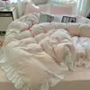 Estilo Princesa Francesa Conjunto de Quatro Peças Grande Renda Leite Fleece Estilo Coreano Inverno Espessado Esculpido Bebê Fleece Cor Sólida Capa de Edredom 4