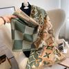 Bufanda de cachemira a cuadros retro para mujer, bufanda gruesa de invierno de doble cara para estudiante, chal para aire acondicionado, prenda exterior de moda