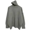 Suéter Gola Alta Liso Estilo Europeu Transfronteiriço Estilo Preguiçoso para Mulheres, Outono e Inverno Simples Macio e Aconchegante Roupa para Usar por Baixo Top Base Feminino