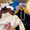 [En stock] Camiseta básica de cuello alto para niña, cuello medio, versátil, estilo occidental, otoño e invierno, suéter grueso para bebé, hombre y mujer