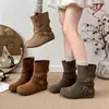 Botín para mujer con plataforma y tacón oculto. Botas Martens Birkenstock 2026 nuevo otoño/invierno súper bonitas de media pantorrilla estilo vaquero occidental cortas