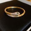 Pulsera de Serpiente con Baño de Oro Real y Circonita Moda Diseño Europeo y Americano Pulsera de Personalidad Lujo Ligero Estilo Creativo Pulsera al por Mayor