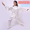 Traje de ropa de Tai Chi al por mayor Ropa de Tai Chi de seda de imitación Hebilla hecha a mano Manga larga Ropa de ejercicio matutino Traje Ropa de ejercicio Verano
