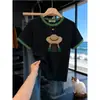 Camiseta de Manga Corta con Bloques de Color de Algodón Puro, Estilo de Verano de Moda para Mujer, Moderna y Versátil, Top que Reduce la Edad, Camiseta Básica, de Moda