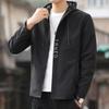 Chamarra con Capucha Estilo Japonés Transfronteriza para Hombre, Cortavientos Deportivo Casual de Moda para Primavera y Otoño, Chaqueta Exterior con Forro de Polar para Invierno