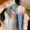 Pañuelo de Seda con Flores Estilo Resort para Mujer, Moda de Alta Gama, Pañuelo Decorativo de Alta Gama para la Cabeza, Diseño Único de Nicho, Accesorios para la Cintura