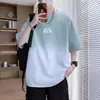 Camiseta de Manga Corta para Jóvenes Niños Verano 2026 Nuevo Estilo Media Manga Estudiante de Secundaria Camiseta con Estampado Degradado Top