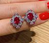 Livro Vermelho Pequeno Venda Quente Brincos de Diamante Anel Terno Feminino Imitação Gema Vermelha Pombo Pingente Denier