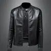 Nueva Chaqueta de Cuero para Motocicleta con Cuello Vertical para Hombre de Primavera y Otoño, Chaqueta de Cuero de Moda Ajustada, Atractiva para Hombre 7122