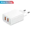 Cargador de teléfono móvil USB dual QC3.0 de 2,4 A estándar, cabezal de carga de 2 puertos, estándar americano, estándar europeo, estándar británico, cabezal de carga de viaje