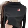 Camiseta Interior Térmica Casual de Manga Larga para Niña, Otoño Invierno, Nueva Tela Térmica, Cuello Medio Alto con Volantes