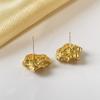 Pendientes de oro real chapados en cobre y lava con textura cóncava-convexa de estilo europeo y americano, pendientes con personalidad de estilo retro y temperamento a la moda para mujer.