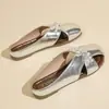 Medias Pantuflas Suaves Estilo Francés para Mujer, Versátiles para Verano con Faldas, Sandalias de Perlas, Zapatos Suaves de Marca de Moda Estilo Hada para Mujer