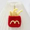 Colgantes Tejidos a Mano de Papas Fritas y Hamburguesas Transfronterizos, Accesorios para Mochilas, Llaveros Realistas de Comida, Souvenirs, Colgantes de Peluche