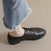 Zapatos de Cuero para Mujer 2026 Otoño Estilo Británico Tacón Medio Verano Planos Trabajo Mocasines Negros Suela Suave Mocasines