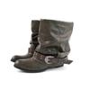 Botas Western Curtas Plissadas de Design de Nicho 2025 Outono Botas Femininas Largas com Salto Grosso e Bico Fino Botas de Montaria