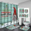 Cortina de ducha para mampara de baño rosa estilo europeo y americano de Papá Noel, cortina de ducha de tela de poliéster con diseño de elfo y estrella transfronterizo, venta al por mayor desde el fabricante