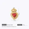 Aço Inoxidável Estilo Retrô Pingente de Coração Dourado Artesanato de Gotejamento de Óleo Pulseira Colar Acessórios DIY Múltiplos Estilos
