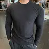 Camiseta jacquard waffle para homens com toque texturizado, corte slim, mangas compridas, top esportivo macio e respirável, camiseta base de malha